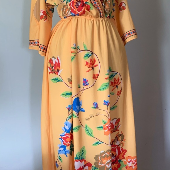 SHEIN Yellow Floral Long Sleeve Dress - Picture 7 of 8